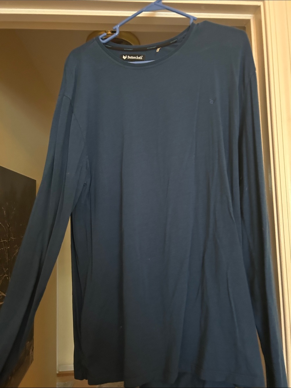 Buttercloth Men's Long Sleeve Crew in Deep Teal Blue